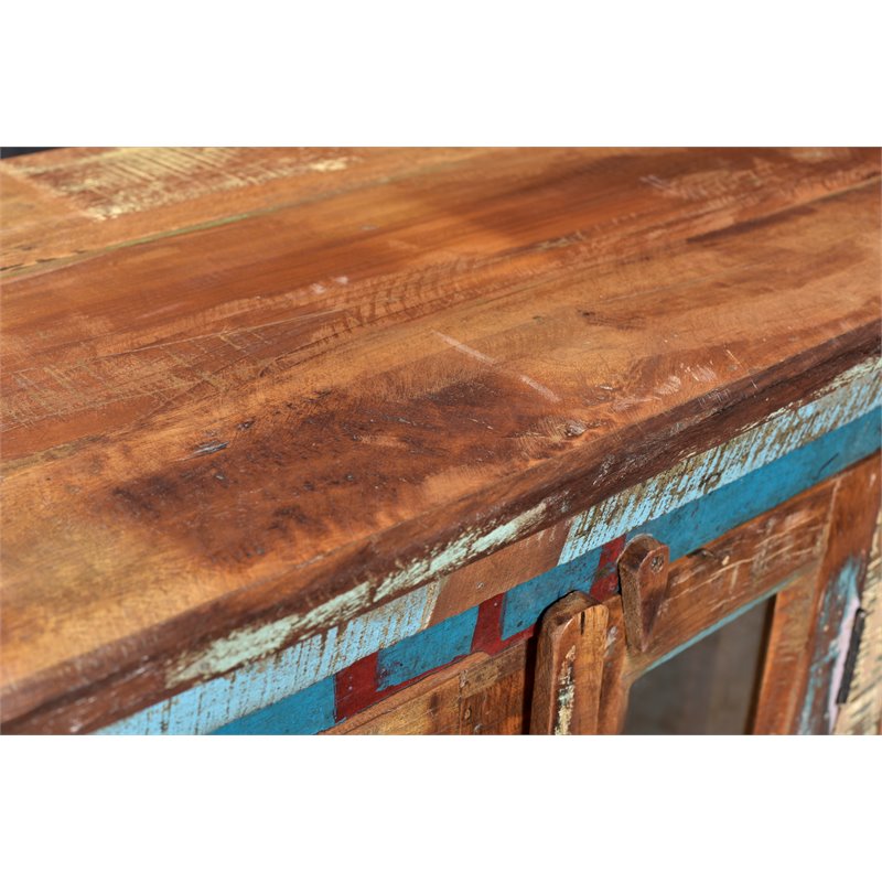 Taran Designs Hayden 6-door Solid Wood Sideboard in Brown Multicolor