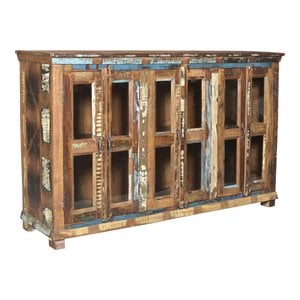 Taran Designs Hayden 6-door Solid Wood Sideboard in Brown Multicolor