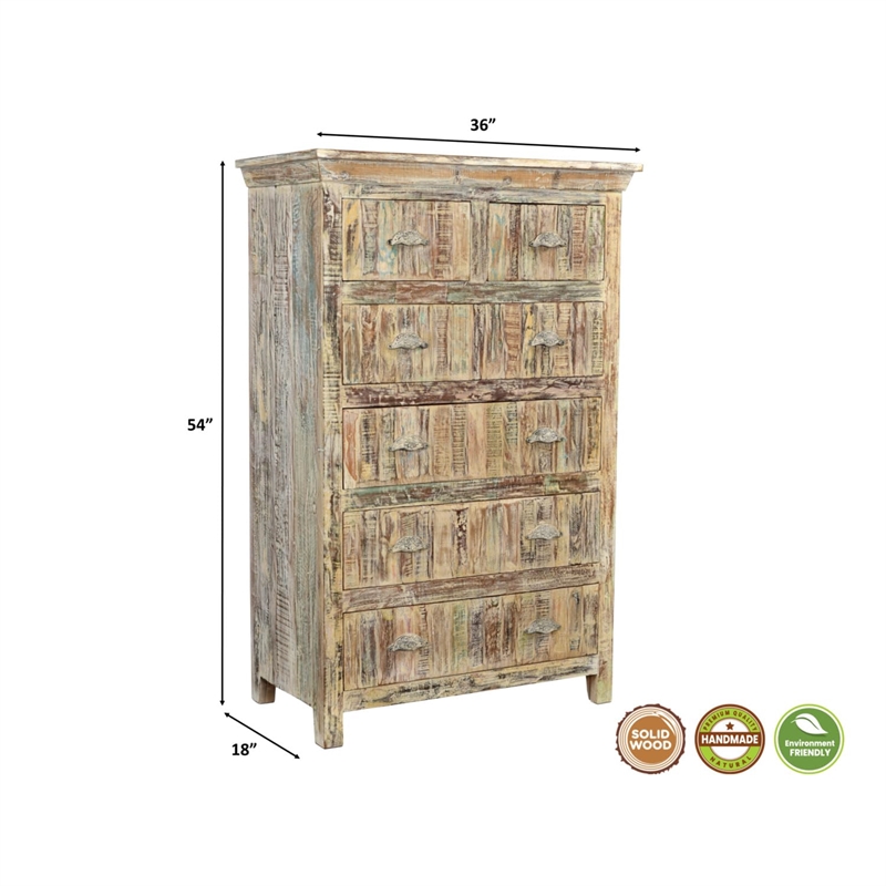 Taran Designs Hayden 6-drawer Solid Wood Chest in White Multicolor