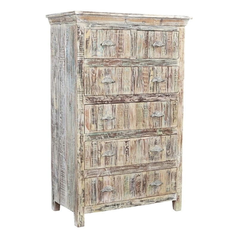 Taran Designs Hayden 6-drawer Solid Wood Chest in White Multicolor