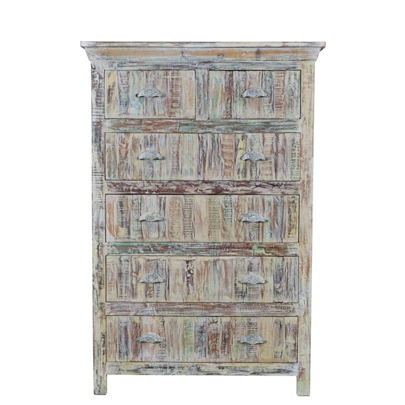 Taran Designs Hayden 6-drawer Solid Wood Chest in White Multicolor