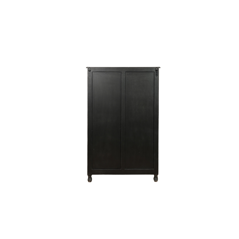 Taran Designs Monte 6-drawer Floral Carved Solid Wood Chest in Black