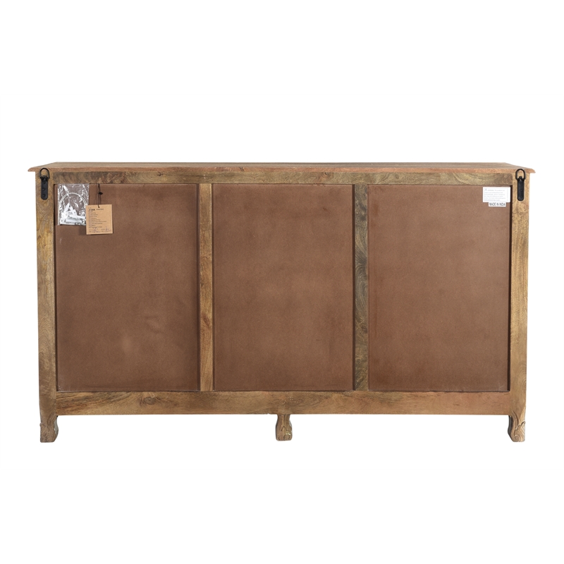 Taran Designs Monte 6-drawer 2-door Carved Solid Wood Sideboard in Gray