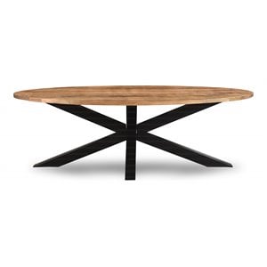 Taran Designs Martin 95&quot Oval Solid Wood Dining Table in Brown/Black