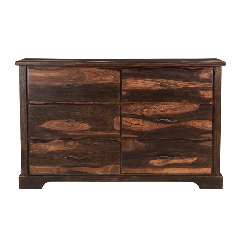 Taran Designs Darcy 6-drawer Live Edge Solid Wood Dresser in Dark Brown