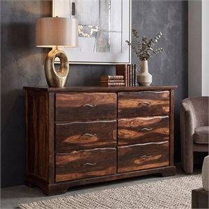 Taran Designs Darcy 6-drawer Live Edge Solid Wood Dresser in Dark Brown