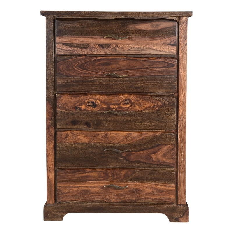 Taran Designs Darcy 5-drawer Live Edge Solid Wood Chest in Dark Brown