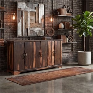 Taran Designs Darcy 6-door Live Edge Solid Wood Sideboard in Dark Brown