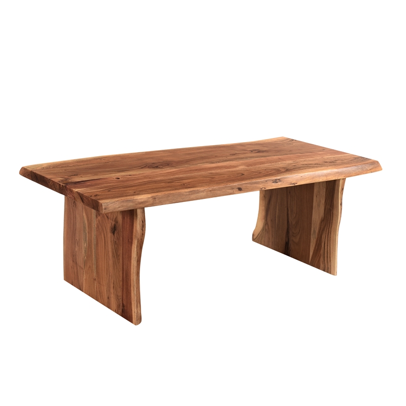 Taran Designs Harper Live Edge Solid Wood Coffee Table in Brown