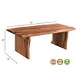 Taran Designs Harper Live Edge Solid Wood Coffee Table in Brown