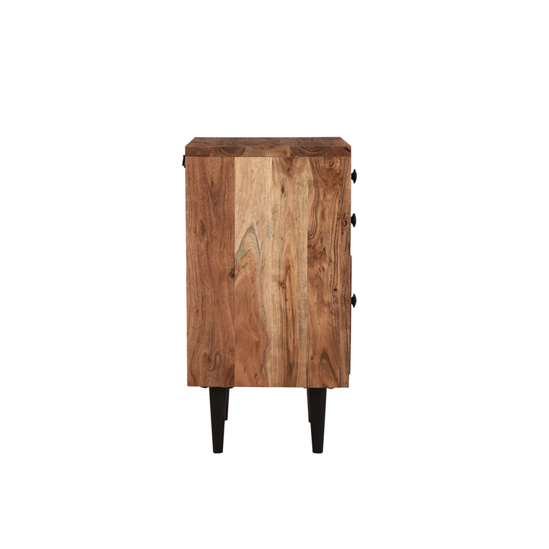 Taran Designs Harper 3-drawer Live Edge Solid Wood Filing Cabinet in Brown