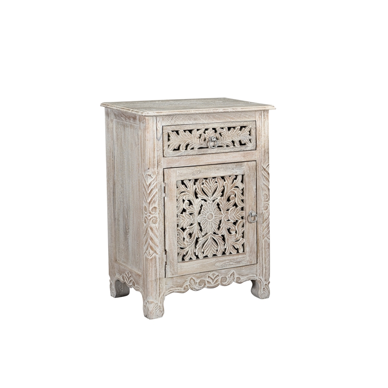 Taran Designs Monte 1-drawer 1-door Solid Wood Nightstand (Left) in White