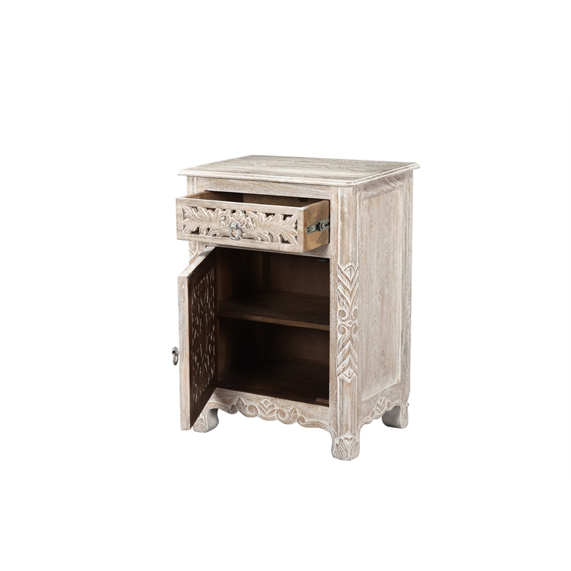 Taran Designs Monte 1-drawer 1-door Solid Wood Nightstand (Left) in White