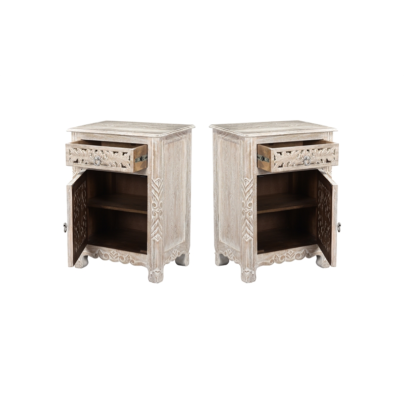 Taran Designs Monte 1-drawer 1-door Solid Wood Nightstand (Left) in White