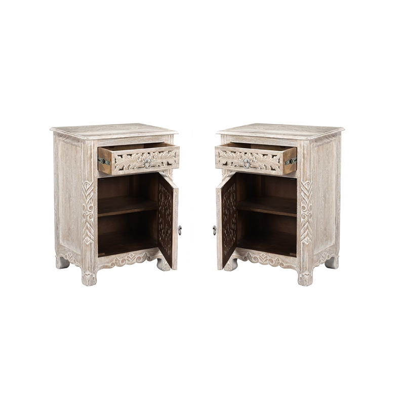 Taran Designs Monte 1-drawer 1-door Solid Wood Nightstand (Right) in White