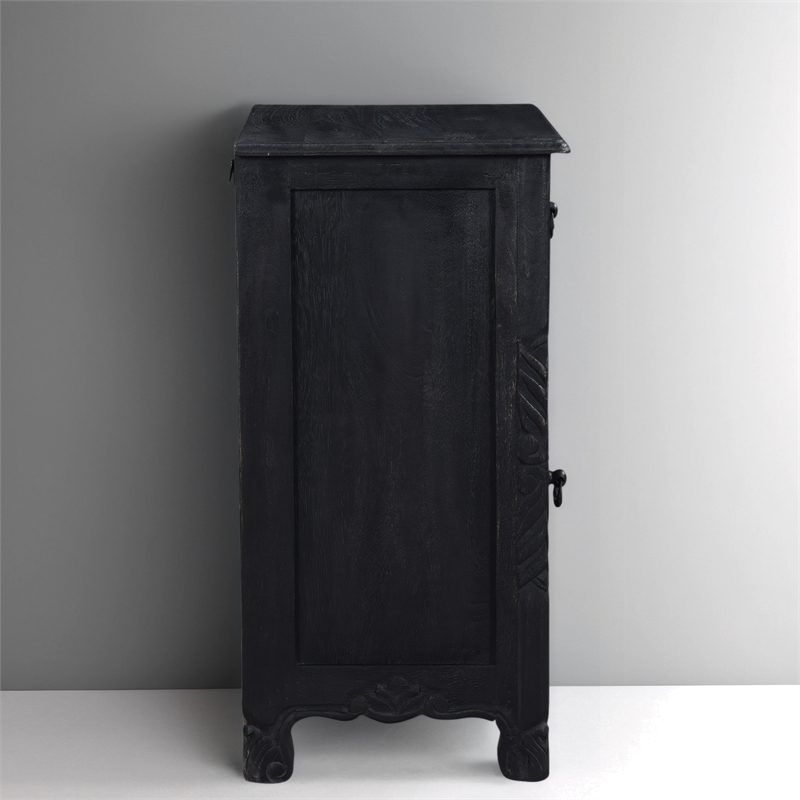 Taran Designs Monte 1-drawer 1-door Solid Wood Nightstand (Right) in Black