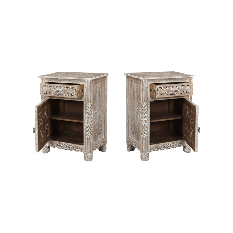 Taran Designs Monte 1-drawer 1-door Solid Wood Nightstand (Left) in Gray