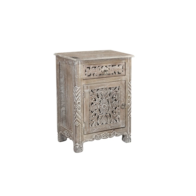 Taran Designs Monte 1-drawer 1-door Solid Wood Nightstand (Left) in Gray