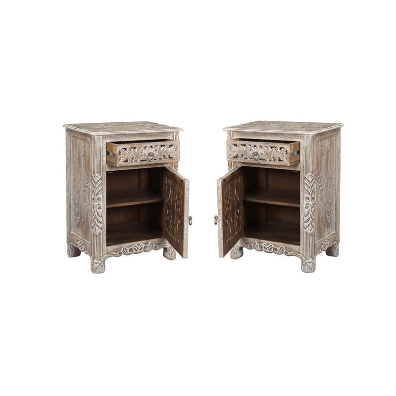Taran Designs Monte 1-drawer 1-door Solid Wood Nightstand (Right) in Gray