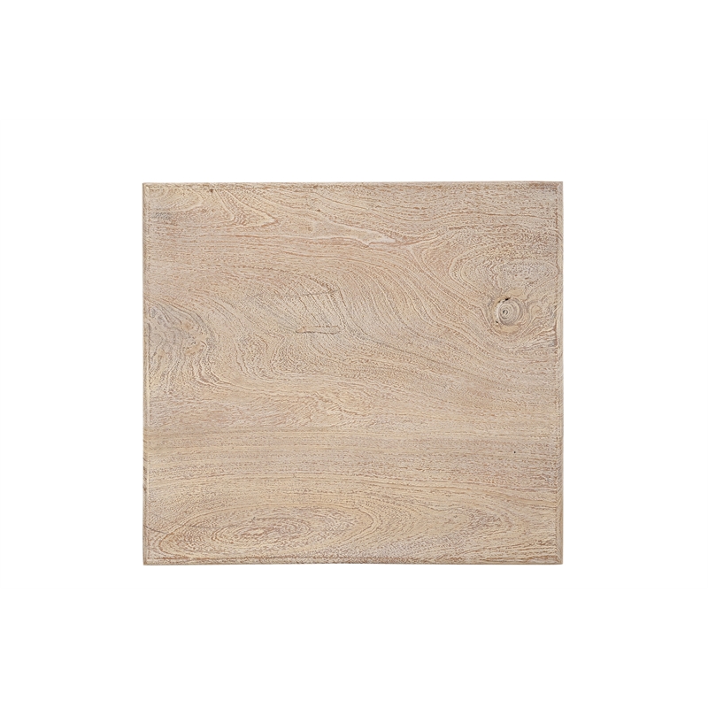 Taran Designs Milton Carved Square Solid Wood End Table in White