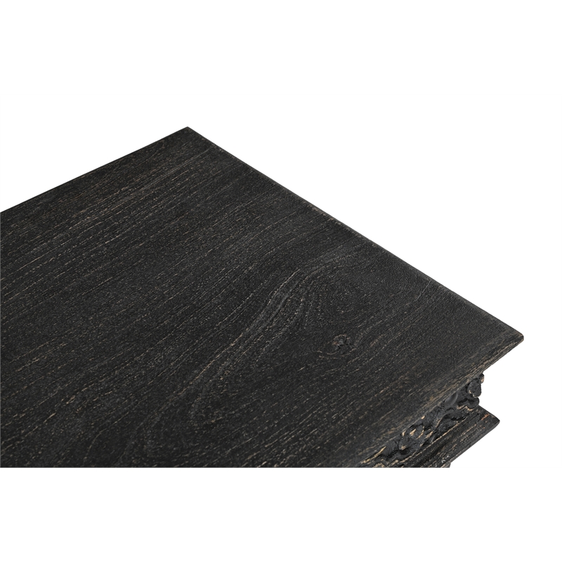 Taran Designs Milton Carved Solid Wood End Table in Black