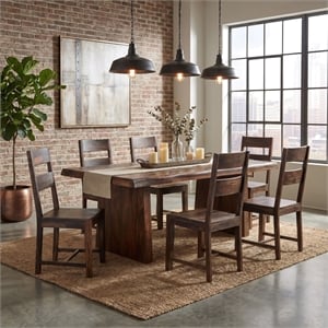 Taran Designs Darcy 86&quot Live Edge Solid Wood Dining Table in Dark Brown