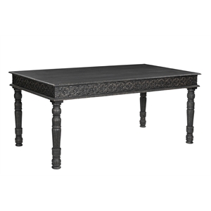 Taran Designs Milton 72&quot Carved Solid Wood Dining Table in Black