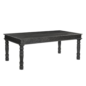 Taran Designs Milton 84&quot Carved Solid Wood Dining Table in Black