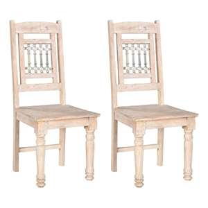 Taran Designs Milton Carved Solid Wood Dining Chairs (Set of 2) in White