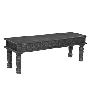 Taran Designs Milton 58&quot Carved Solid Wood Dining Bench in Black