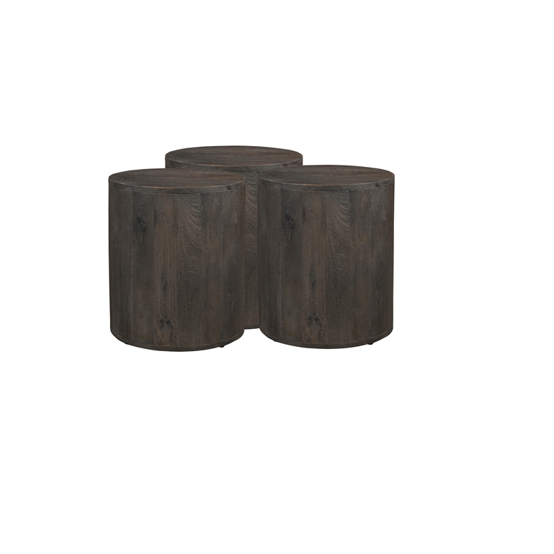 Taran Designs Maria Solid Wood Drum Coffee Table in Dark Gray