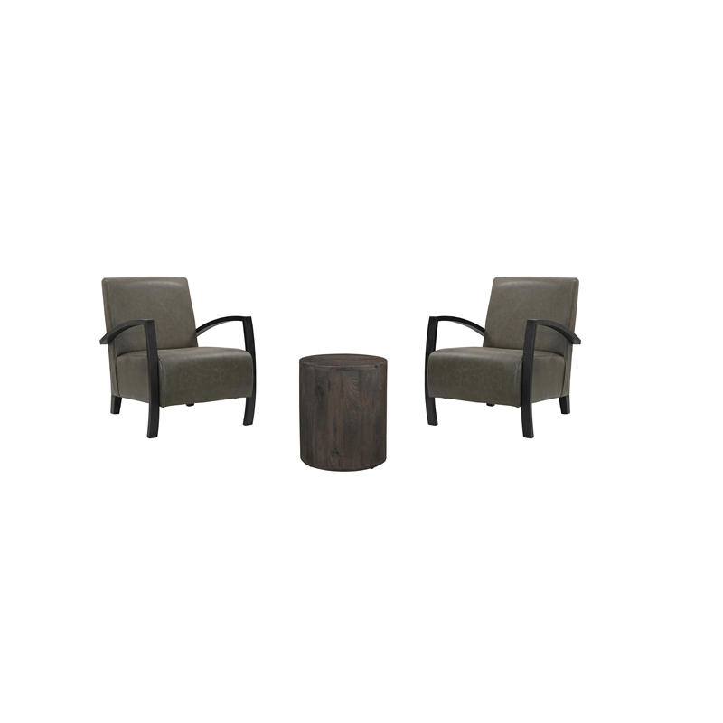 Taran Designs Maria Solid Wood Drum Coffee Table in Dark Gray
