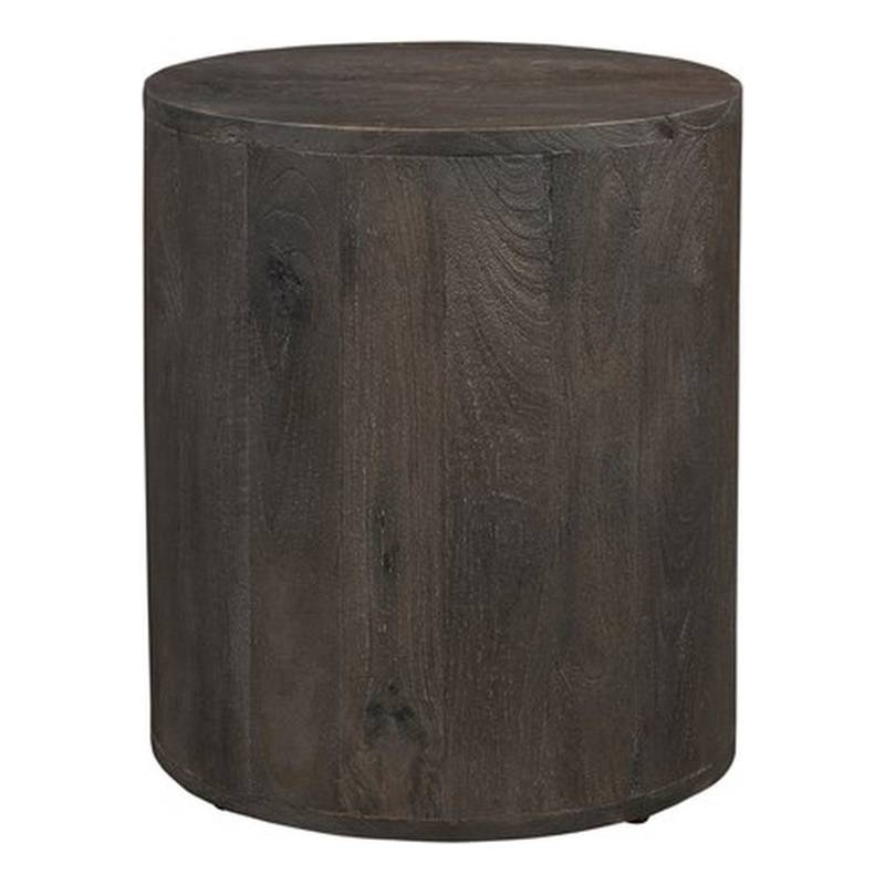 Taran Designs Maria Solid Wood Drum Coffee Table in Dark Gray