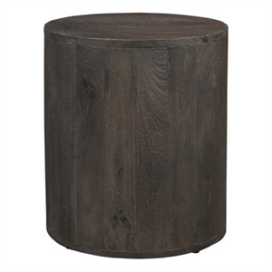 Taran Designs Maria Solid Wood Drum Coffee Table in Dark Gray