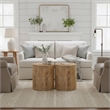Taran Designs Maria Solid Wood Drum Coffee Table in Brown