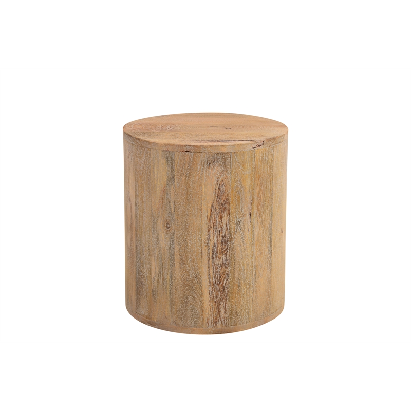 Taran Designs Maria Solid Wood Drum Coffee Table in Brown