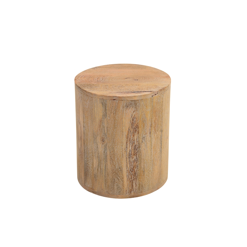 Taran Designs Maria Solid Wood Drum Coffee Table in Brown