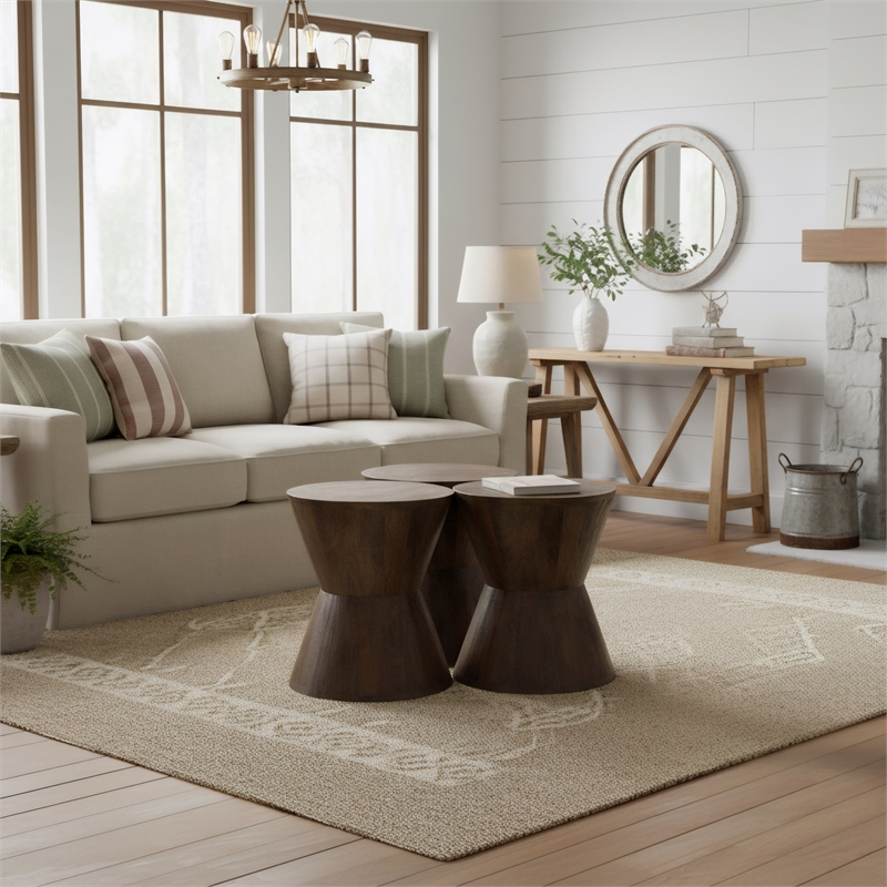 Taran Designs Maria Solid Wood Coffee Table in Dark Brown