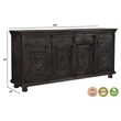 Taran Designs Monte 4-drawer 4-door Carved Solid Wood Sideboard in Black