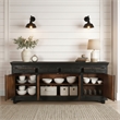 Taran Designs Monte 4-drawer 4-door Carved Solid Wood Sideboard in Black