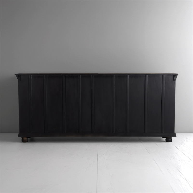 Taran Designs Monte 4-drawer 4-door Carved Solid Wood Sideboard in Black