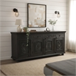 Taran Designs Monte 4-drawer 4-door Carved Solid Wood Sideboard in Black