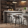 Taran Designs Talia Adjustable Height Solid Wood Stool in Brown/Black