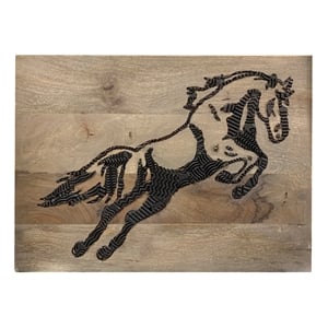 Taran Designs Martin Solid Wood Inlay Wall Art in Brown/Black