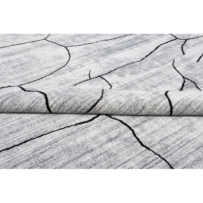 Taran Designs 6' x 9' Abstract Wool Area Rug in White/Dark Gray