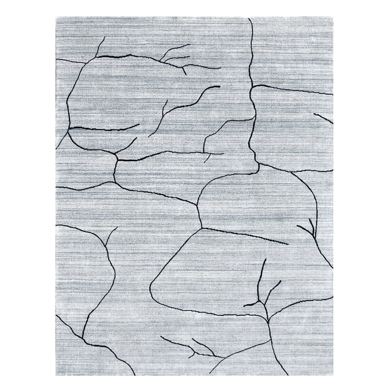 Taran Designs 5' x 8' Abstract Wool Area Rug in White/Dark Gray