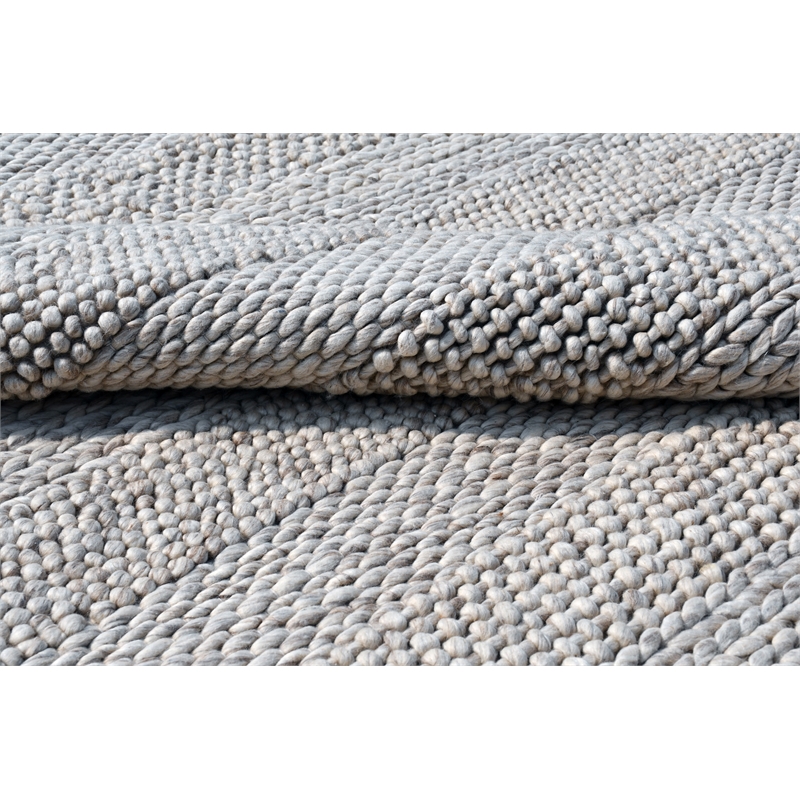 Taran Designs 8' x 10' Contemporary Abstract Stripe Wool Area Rug in Beige
