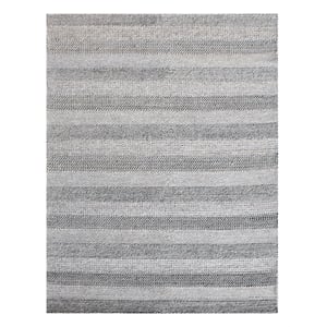 Taran Designs 8' x 10' Contemporary Abstract Stripe Wool Area Rug in Gray