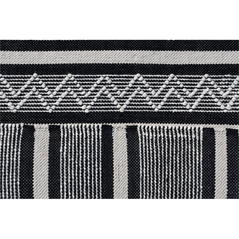 Taran Designs 8' x 10' Geometric Pattern Wool Area Rug in White/Black