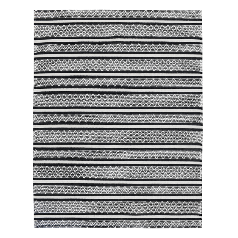 Taran Designs 8' x 10' Geometric Pattern Wool Area Rug in White/Black